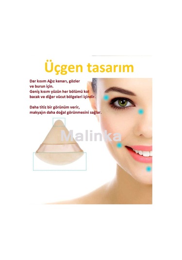 Melien Üçgen Parmak Pamuk Yıkanabilir Kadife Puf Makyaj Süngeri 3'lü