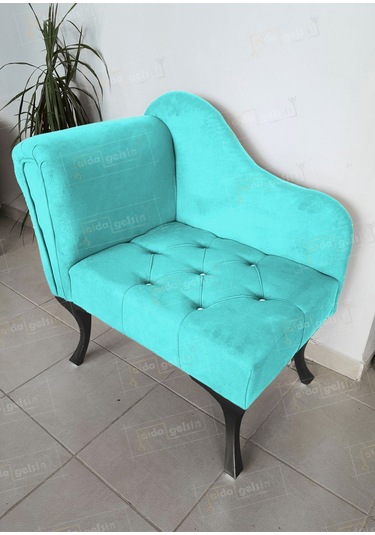Yeni Model Tekli Köşe Koltuğu Josefin Bench Siyah Ayak Turkuaz