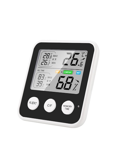 Ts-9909-b Çok İşlevli Büyük Ekran Ev Tipi Termometre Higrometre Siyah