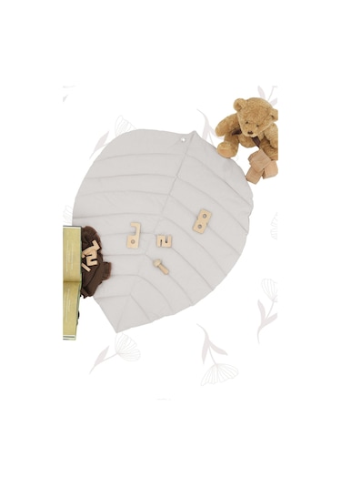 Mordesign Bebek Oyun Alanı, Tavşan Bebek Aktivite Matı, Yaprak Tasarım Oyun Matı, Baby Gym Serisi, Gri