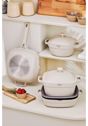 Emsan White Stone 7 Parça Tencere Seti