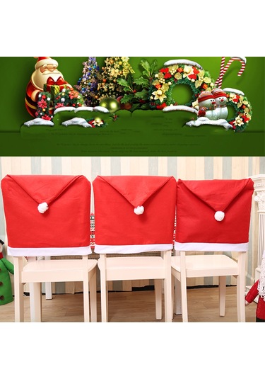 Noel Sandalye Örtüsü Dokumasız Noel Dekorasyonu Sandalye Koruma