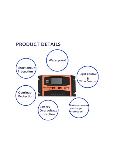 12 Voltaj/24 Voltaj Otomatik Tanınan Güneş Kontrol Cihazı Güneş Paneli Akü Regülatörü Çift Usb Lcd Ekranlı Güneş Kontrol Cihazı