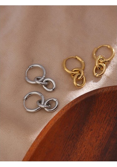 Gümüş Eetit Paslanmaz Çelik Yuvarlak Sıradışı Damla Küpe Kadınlar İçin Çok Renkli