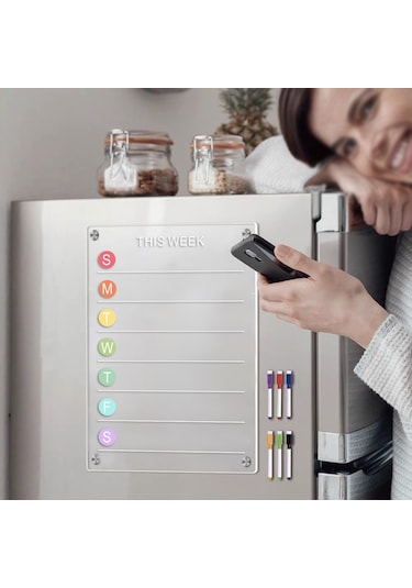 Ruicoo 20x30cm Şeffaf Akrilik Manyetik Tahta - Ofis/sınıf İçin Not Almak, Planlamak, Çizmek Sürekli Kullanılabilir, Kaliteli Malzeme