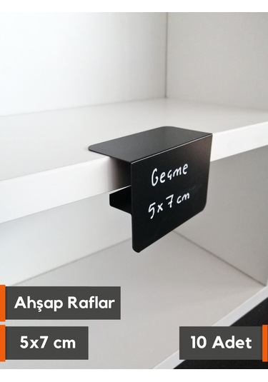 10 Adet Silinebilir Karatahta Siyah Etiket Ahşap Raf İçin 5 x 7 CM