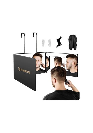 Xuweiwei Üç Taraflı Aynalı Aksesuarlı Işıksız 360 Derece Dönebilir Ayarlanabilir Saç Kesim Aynası Anti Fog Hd Cam Duvara Monte Plastik Çerçeve Ahşap