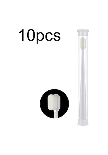 Sones 10 Adet Nano İpek Yumuşak Kıl Bağımsız Paketleme Taşınabilir Çift Diş Fırçası, Özellikler: Beyaz Düz Başlık