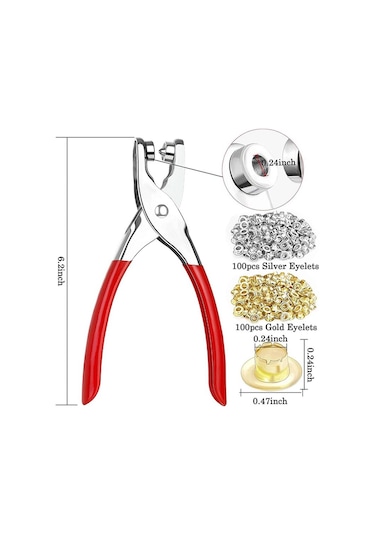 Ccgloball 401 Adet 1/4 Inç 6mm Grommet Kuşgözü Pense Seti, Grommet Alet Kiti İle 400 Metal Kuşgözü Altın Ve Gümüş, Kuşgözü Grometler