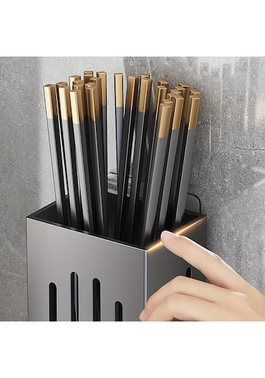 Lumaworld Beyaz Duvar Tipi Mutfak Organizatörü: Bıçak, Kaşık, Çatal, Sünger Ve Fırça Saklama Beyaz