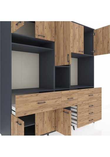 Kronos Dolap 10 Raflı 6 Çekmeceli 8 Kapaklı 220x59x243 Antrasit-çam/çam Atlas Çam/atlas Çam Kronos Dolap 10 Raflı 6 Çekmeceli 8 Kapaklı 220x59x243 Antrasit-çam/çam Atlas Çam/atlas Çam