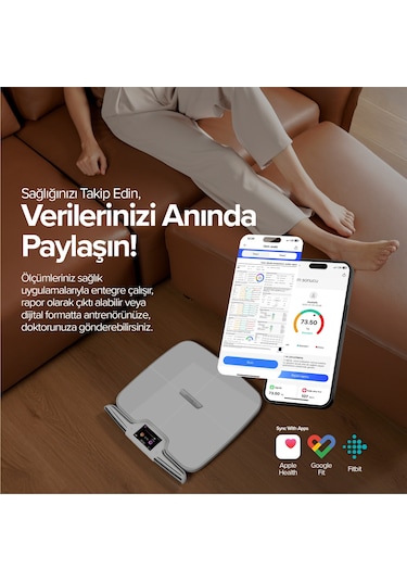 Bester Bs9250 8 Elektrotlu Akıllı Tartı Ito Kaplamalı Segmental Analiz, 3.5 Tft Ekran