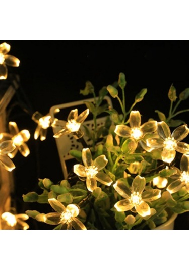 Forlife Çiçek Desenli 20Watt Solar 5Metre Işık Zinciri (Günışığı)