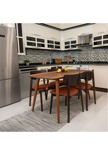 Opus Ceviz Ahşap 4'lu Mutfak Salon Yemek Odası Sandalyesi