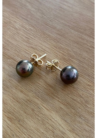 6,5 Mm Doğal İnci Erkek Küpe Gold