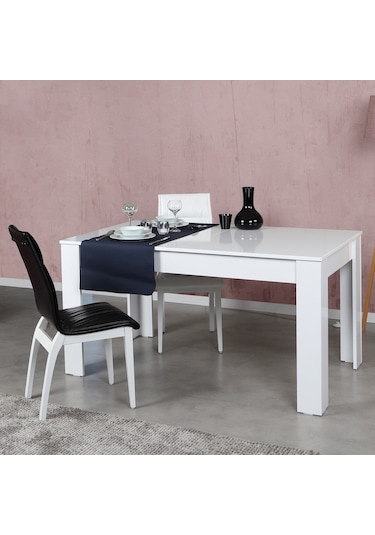 Pasifichome Oblo Beyaz Açılır Mutfak Masası / Açılır Kapanır Yemek Masası