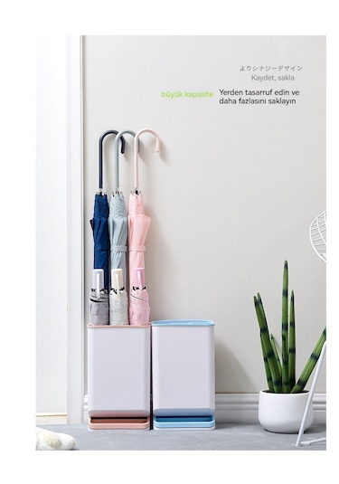 Sızdırmaz, Yerden Tasarruf Sağlayan Şemsiye Saklama Rafı-siyah