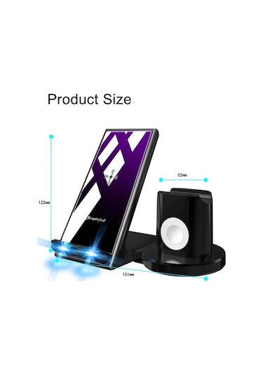 Willowhaven 4 Cihazı Hızlı Kablosuz Şarj Cihazı, A9 Siyah, 10w, 4'ü 1 Arada Şarj, Güvenlik Koruma Özellikleriyle