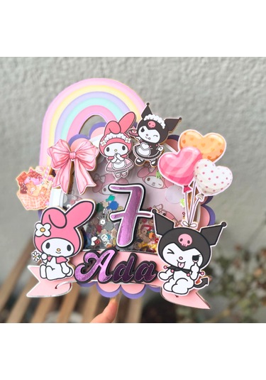 My Melody Kuromi Temalı Kız Çocuk Doğum Günü İsme Özel 3d Pasta Süsü Cake Topper Çocuk