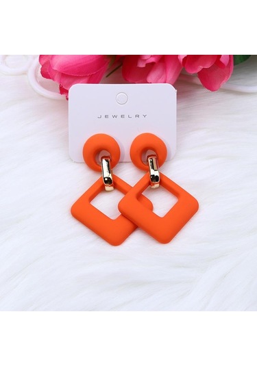 Turuncu Opk, 2023'ün Yeniliği, 12 Renk, Kare Akrilik Çerçeveler, Kadınlar İçin Lüks Çok Renkli Geometrik Küpe, Takı Pd1488 Turuncu