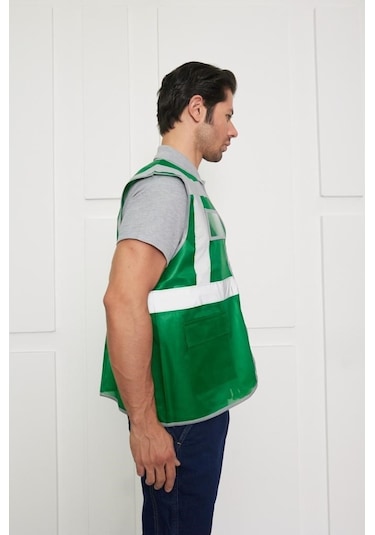 Orange Safety Mühendis Tipi İkaz Yeleği Koyu Yeşil