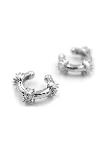 2'li Kıkırdak Küpe - Gümüş Çok Renkli