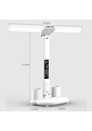 Techtic 5in1 Çok Fonksiyonlu Şarjlı Masa Lambası+saat+termometre