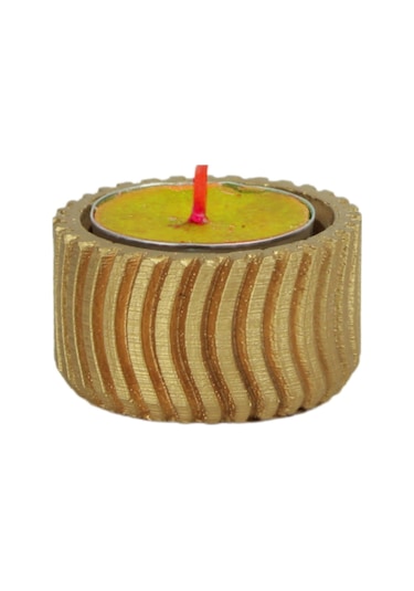 Mumluk Şamdan Tealight Mum Uyumlu Tekerlek Model - Altın