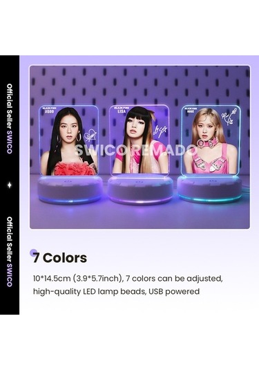 Metabagua Swico Remado Kpop Black Pınk Jısoo Led Akrilik Gece Lambası D2ıvıl Beyaz