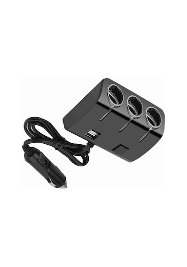 Moveevo Araç Çıgarette Aleti Bölücü 3lü, 2 Usb Portlu Hızlı Şarj, 120w Maksimum Güç, Usb Anahtarı Ve Led Göstergeli, Tüm Araçlar İçin