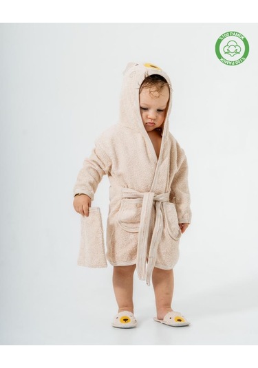 Ayılı Bornoz Takımı 1-2 Yaş Bej