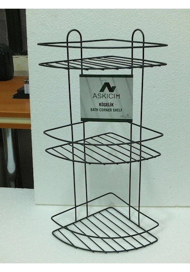 Köşelik Banyo 3 Raflı Siyah Metal Royaleks-56574