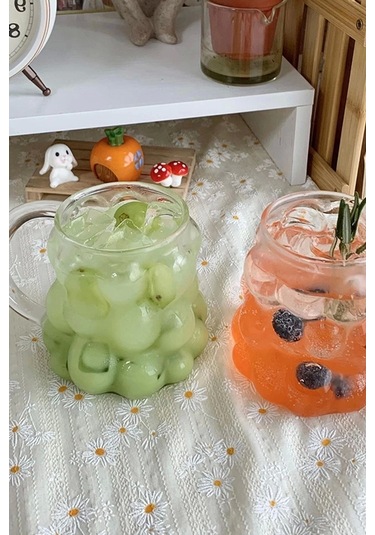 1 Adet Boncuk & Üzüm Şekilli Isıya Dayanıklı Borosilikat Kahve Sunum Bardağı