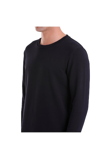 Hatemoğlu Lacivert Regular Fit Düz Pamuklu Bisiklet Yaka Sweatshirt Lacivert