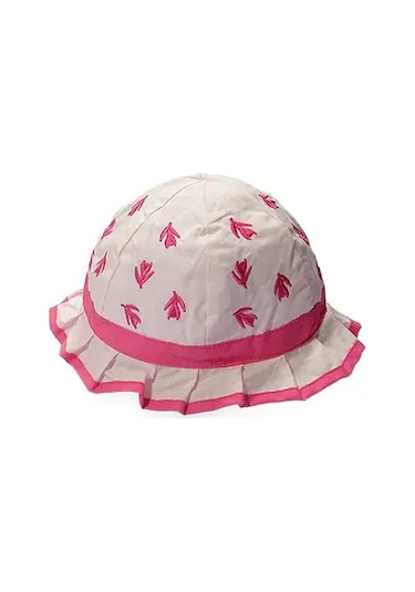 Bay Şapkacı Kız Çouk Yaprak Nakışlı Şapka 1101 Pembe