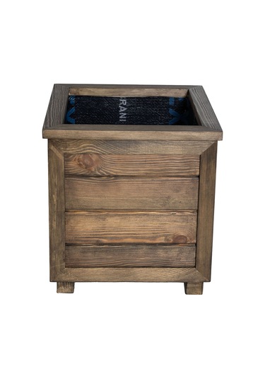 Kaf Ahşap Dekoratif Ahşap Saksı / Kahverengi