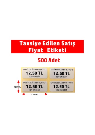 Kişiye Özel Tavsiye Edilen Satış Fiyat Etiketi 15mmx35mm-500adet