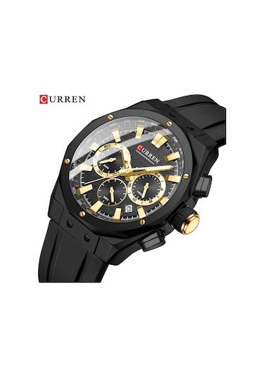 Curren 8462 Erkek Gri Analog Kuvars Silikon Spor Aydınlatmalı Saat Su Geçirmez Tarih Kol Saati Yeşil Diğer