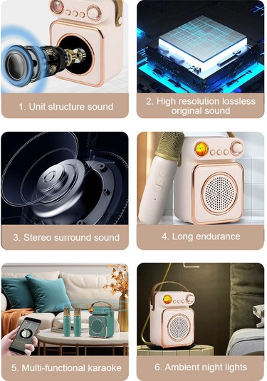 Reedark 5w Bluetooth Hoparlör, 2200mah Pil, 2 Mikrofonlu, Yeşil/pembe/bej Seçenekleri