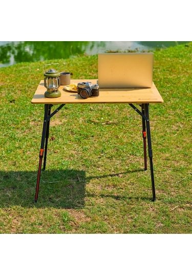 Kingcamp Bamboo All-terrain M 80x60 Bambu Kamp Masası Ahşap - Siyah