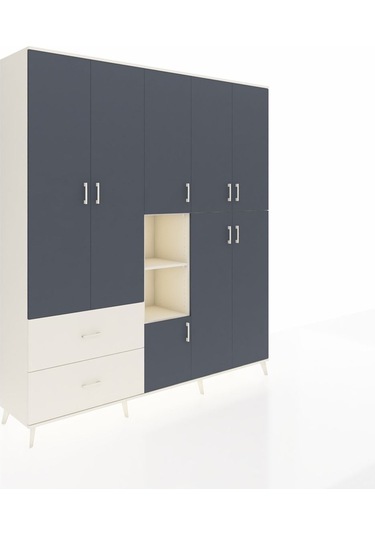 Hyperion Dolap 12 Raflı 2 Çekmeceli Tek Askılı 220x44x243 Aytaşı-antrasit/aytaşı Antrasıt/aytası Hyperion Dolap 12 Raflı 2 Çekmeceli Tek Askılı 220x44x243 Aytaşı-antrasit/aytaşı Antrasıt/aytası