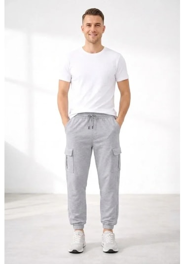 Modi Green Erkek Gri Jogger Regular Fit , Kargo Cepli, Lastikli Paça, Günlük