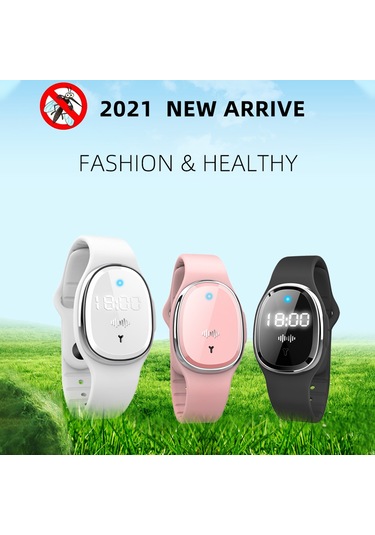 Kosona M19 Ultrasonik Sinek Kovucu Bileklik - Bebek, Hamile Ve Yetişkinler İçin Dışarıda Kullanıma Uygun, Saat Fonksiyonlu, Su Geçirmez Siyah