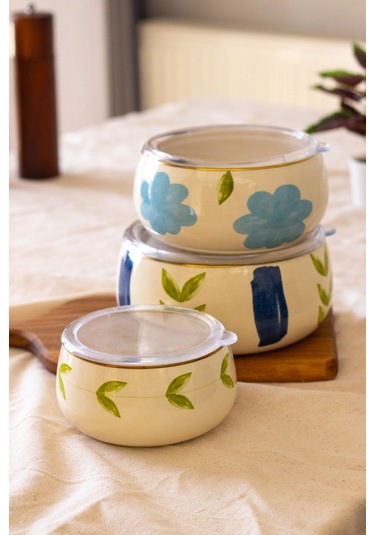 Bloom 3 Lü Emaye Saklama Kabı Takımı Tüm Ocak Tiplerinde Kullanılabilir Çok renkli