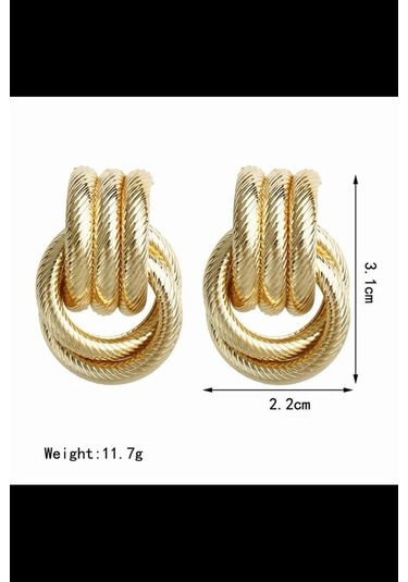 By Zeyna Aksesuar Kadın Vip Seri Özel Tasarım Marka Küpe Seti-4298 Altın