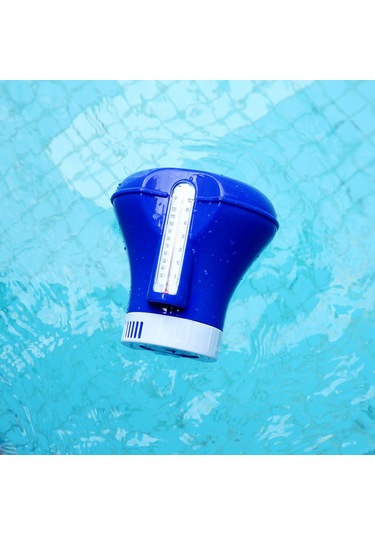 Yüzer Dağıtıcı Yüzer Kap Havuz Spa Klor Tablet Dağıtıcı Termometreli F/c Ekranlı