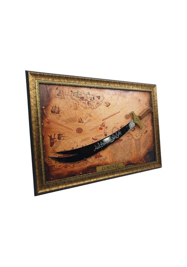 Dekoratif Hediyelik Tablo Standlı 59 Cm Zülfikar-piri Reis Harita