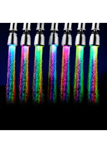 Geeksen Led Su Musluğu Işık Su Akışı Taşınabilir Su Musluğu Otomatik Olarak Çoklu Renkler Değişen Su Musluğu Mutfak Banyo İçin Musluk Gümüş