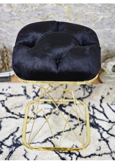 Kare Gold Kaplama Yeşil Puf Oturak - Bench - Ayak Ucu Oturak - Ta 001