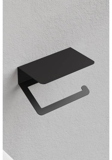 Paslanmaz Çelik Siyah Tuvalet Kağıtlığı-raflı/ Yapışkanlı Sistem